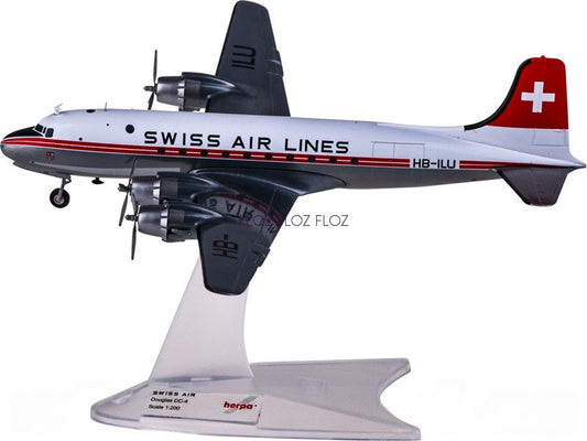 for Herpa for Swissair for Douglas DC-4 HB-ILU 1:200 Aircraft Pre-built Model