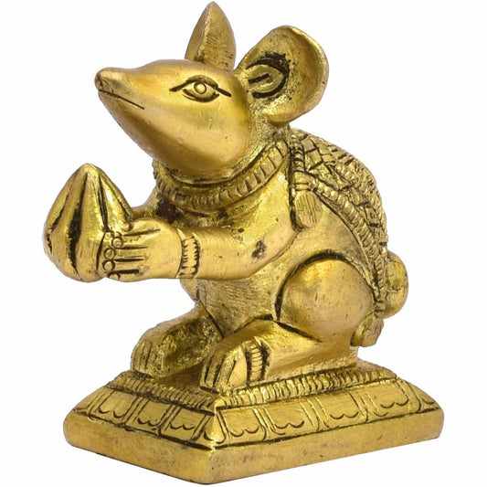 Brass Lord Ganesha Vaahana Vehicle Mouse Idol Statue Sculpture Figurine Decor