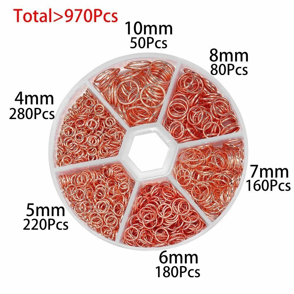 970Pcs/Set Mixed Color Open Jump Ring Split Connector Jewelry Making Kit Finding