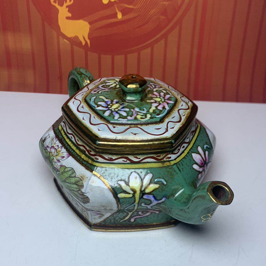Vintage Chinese Yixing Purple Clay Teapot Zisha Ceremony Enamel Nice Teaware Art