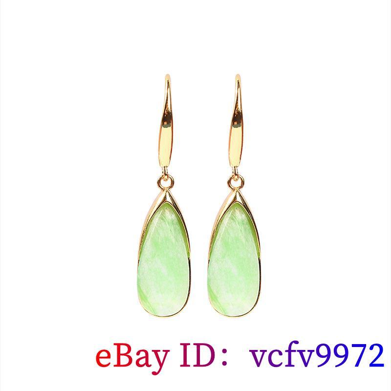 Jade Water Drop Earrings Women Green 925 Silver Amulet Natural Jewelry