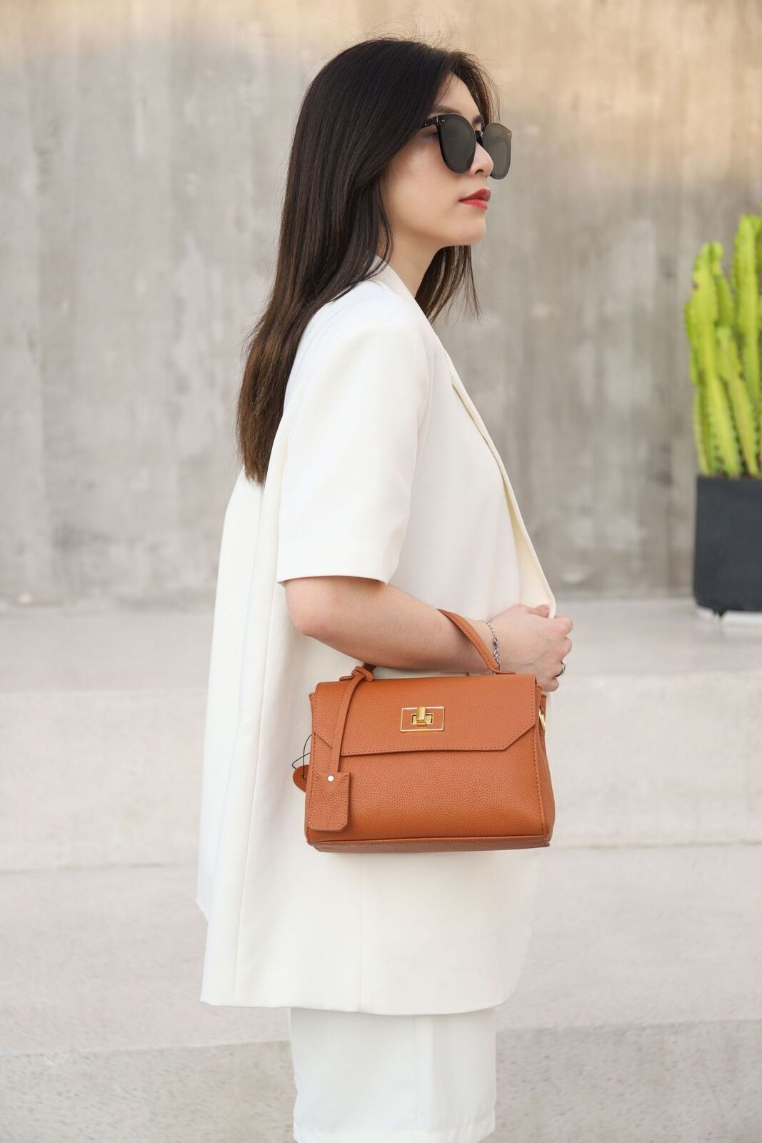 White Elegant Tote Bag Genuine Leather Handbag Cowhide Shoulder Crossbody Bags