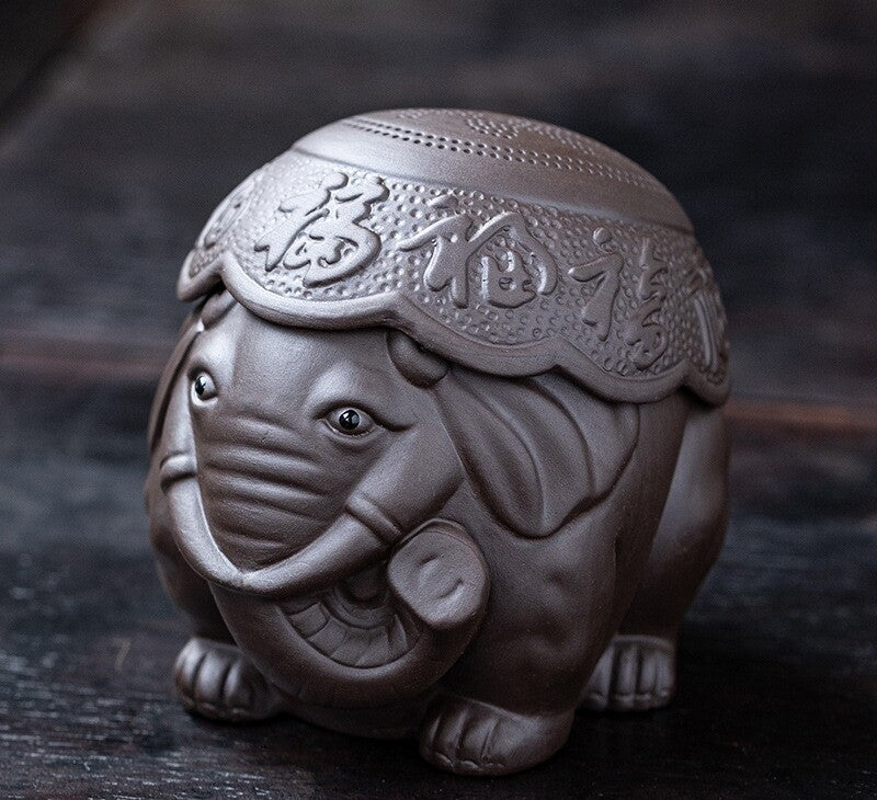 filter net yixing zisha purple clay tea pet elephant statue holder for lid China