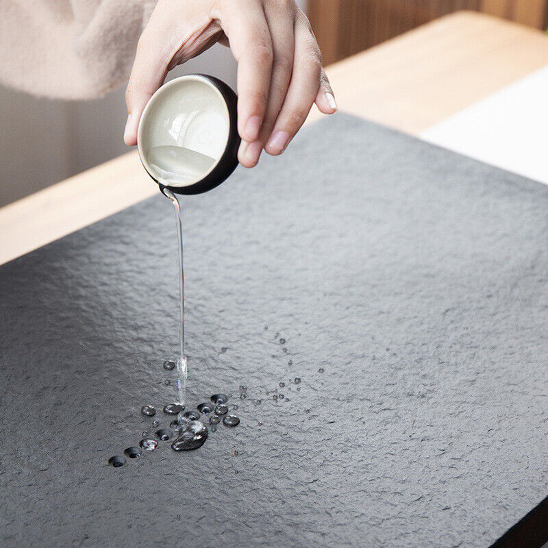 Chinese Black Stone Tea Table Water Draining Tea Boat Serving Tray Heavy Table