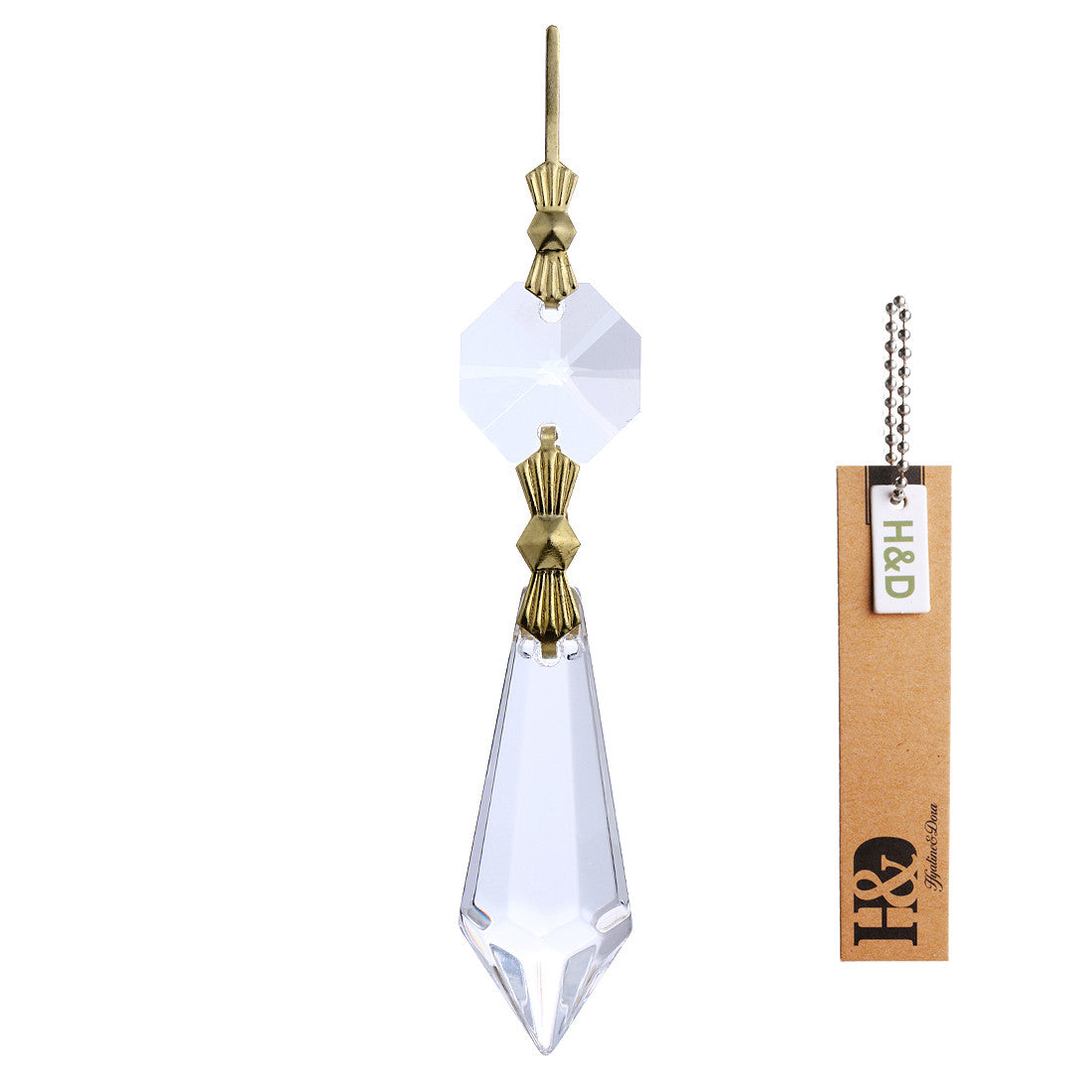 50 Gold Hook Hanging Drop Pendant Clear Chandelier Crystal Lamp Prisms Part 38mm