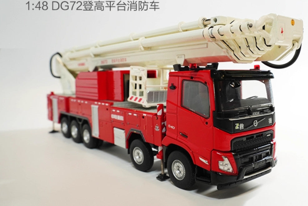 1:48 120CM ZOOMLION DG72 Aerial Platform Fire Truck Engine Machine Diecast Model