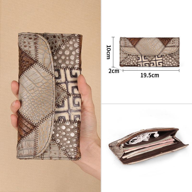 Genuine Leather Wallet Coins Purse Slim Clutch Bags Long Wallet Patchwork 1 PC