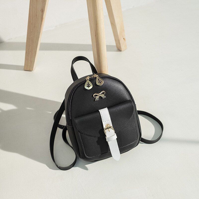 Mini Backpack Synthetic Leather Small School Bag Bow-knot Hollow Purse 17*8*19CM