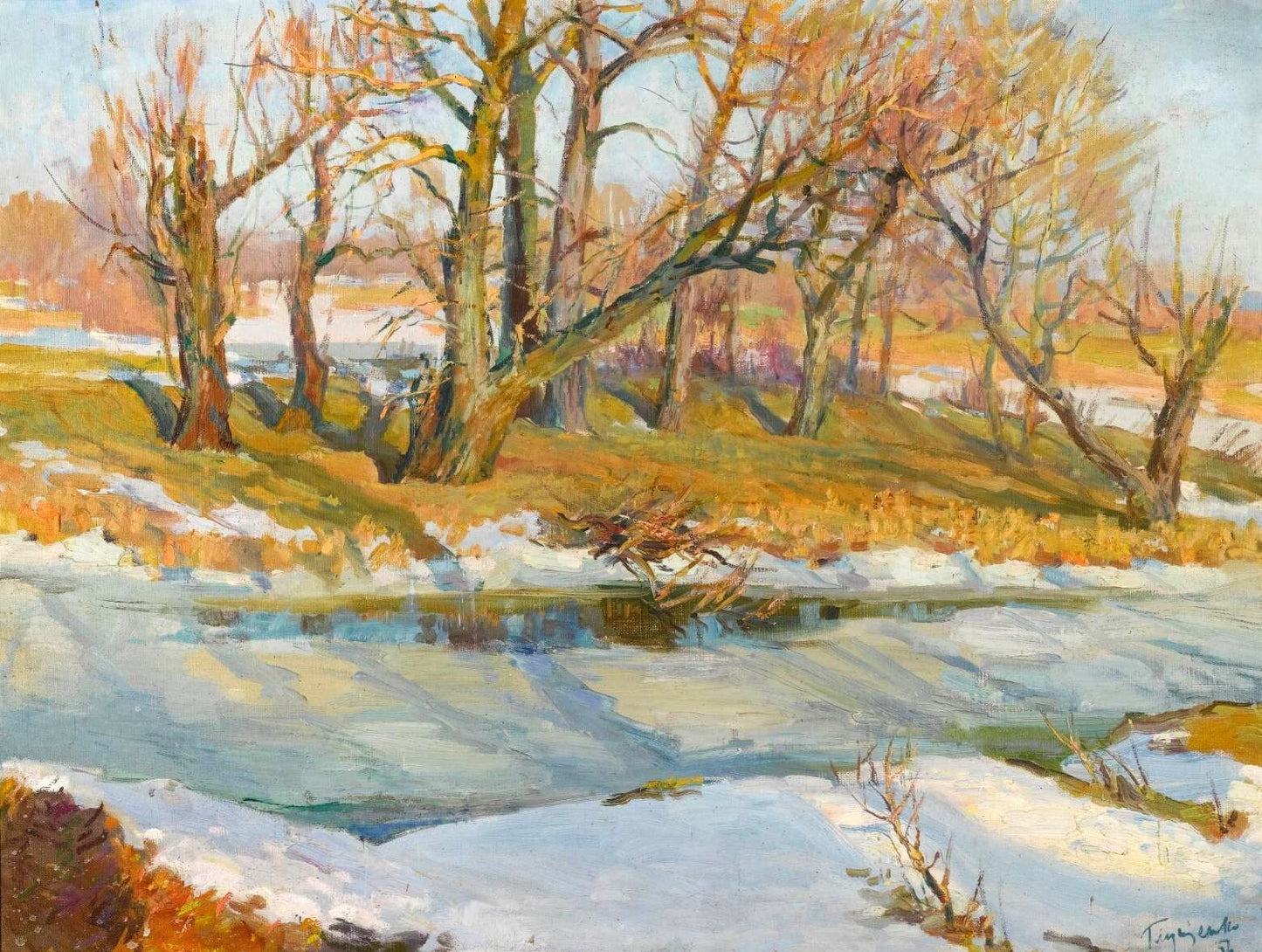Oil painting Nikolai-Petrovich-Glushchenko-Early-Spring landscape canvas art