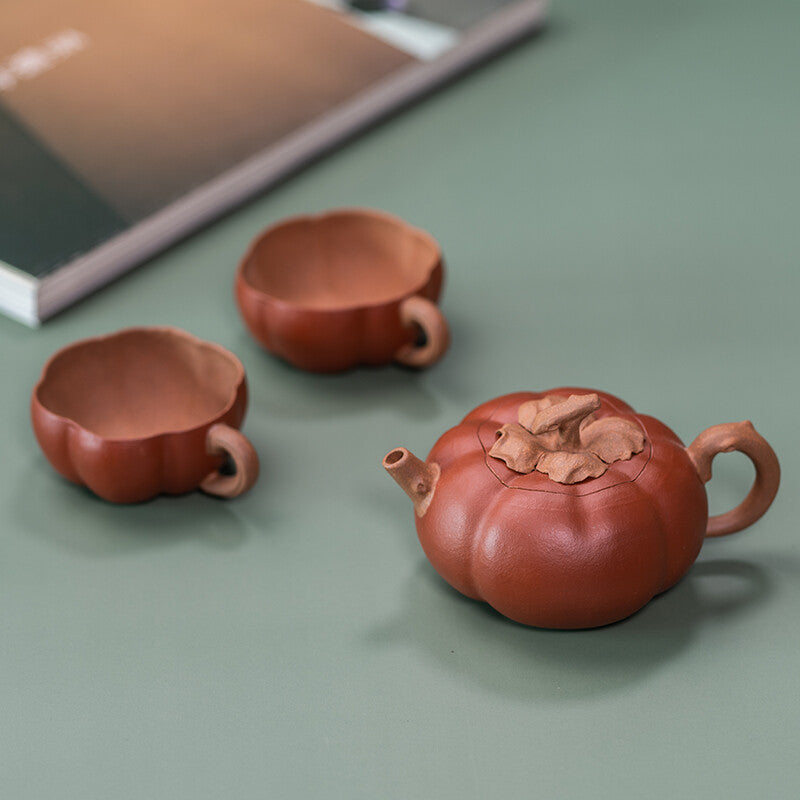 Persimmon Shape Tea Pot True Yixing Zisha Jiangpo Clay Pot Marked Handmade Pot
