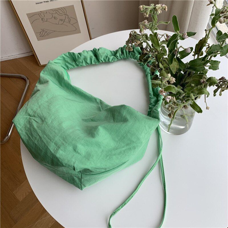 Shoulder Bag Nylon Large Dumpling Bag Pleated Shoulder Strap Handbag 22*12*24 CM