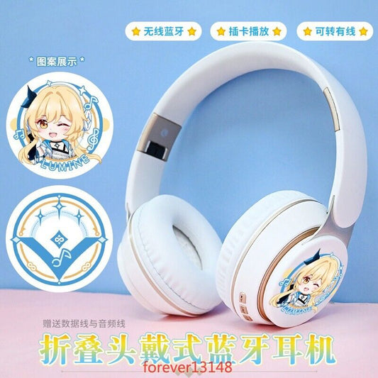 Genshin Impact Cosplay Wireless Bluetooth Headset Stereo Foldable Game Headphone