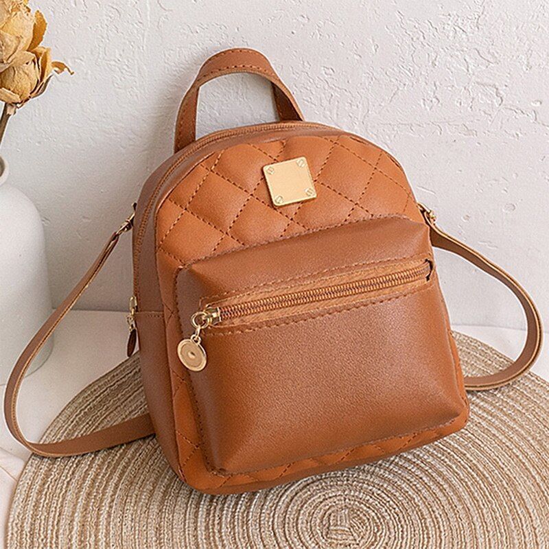 Backpacks Synthetic Leather Bag Small White Rucksack Fashion Backpack 18*11*20CM