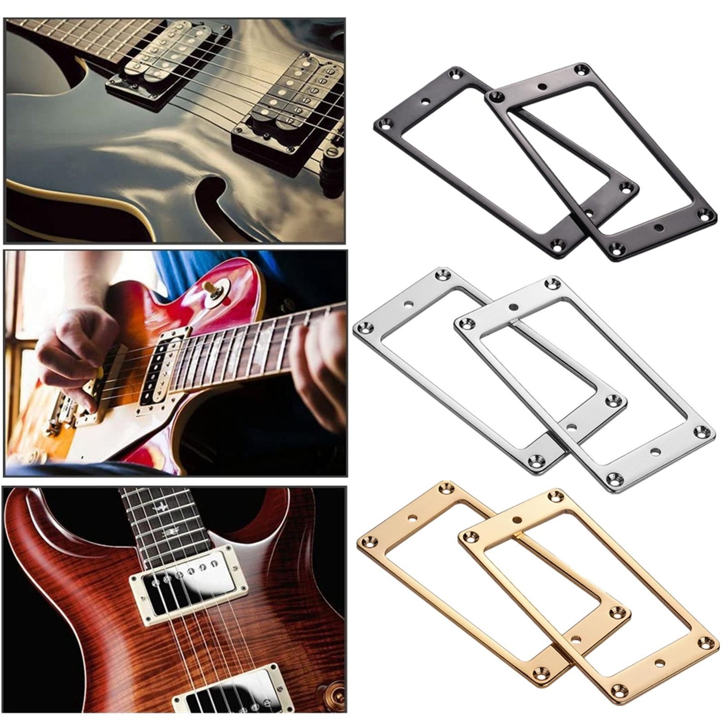 2 Pcs Iron Humbucker Pickup Mounting Ring w/ Srcews For Les Paul LP Replacement
