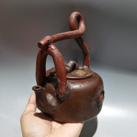 vintage chinese yixing purple clay teapot zisha ceremony carving Collectible art