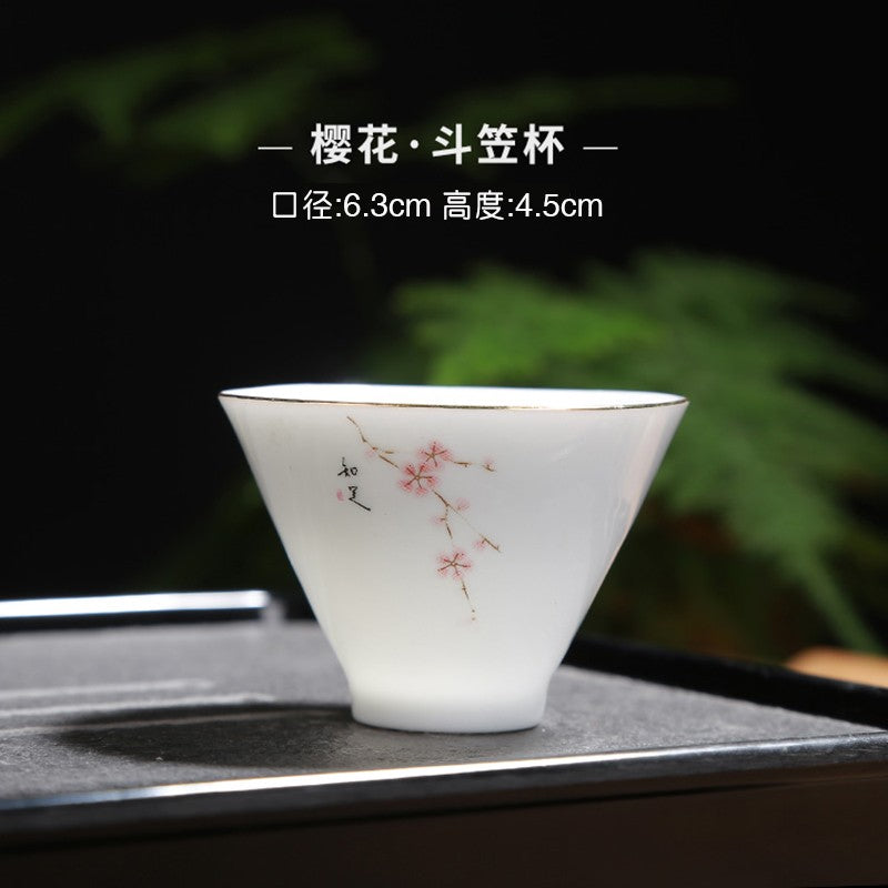 1pc White Porcelain Teacup Ceramic Tea Cup Master Cup Single Cup