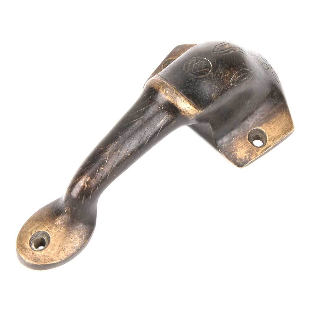 Antique Brass Elephant Solid Bronze Door Handle Mixed Vintage Patina Set of 2