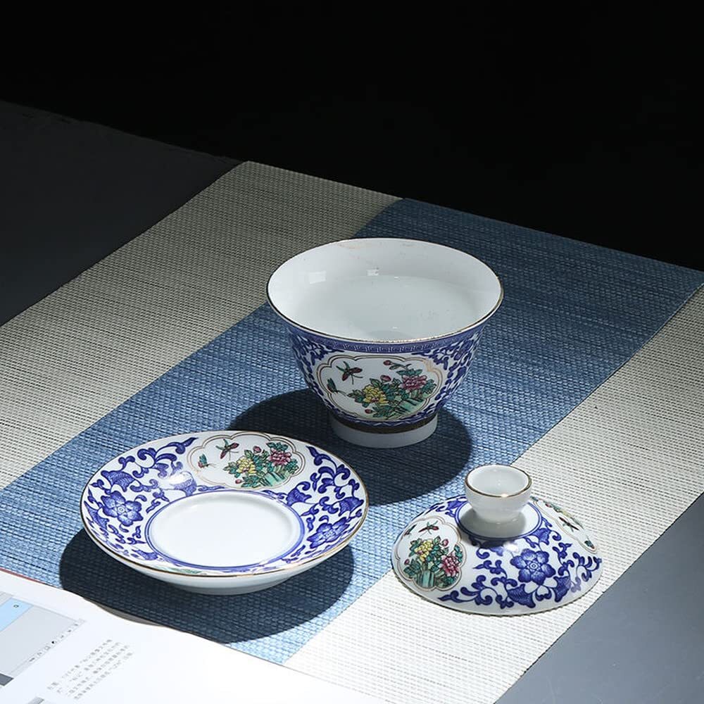 180ml Jingdezhen Blue Ceramic Gaiwan Kung Fu Tea Set Tea Cup Bowl Tea Tureen