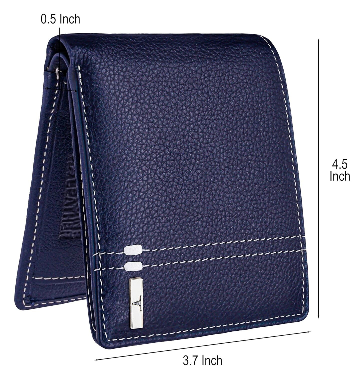 New Blue/White Bi-Fold Leather Men's Wallet RFID Protection Gift Item