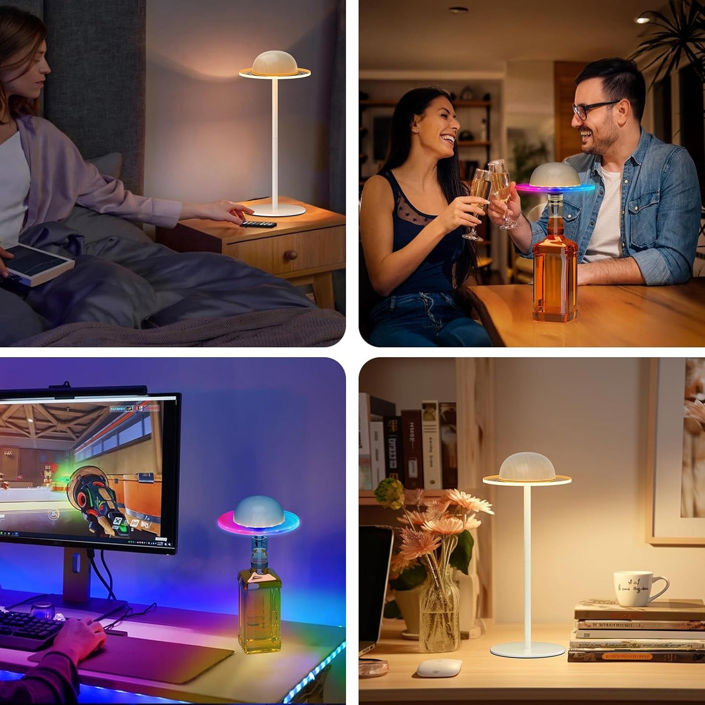 Nreonrick Wireless Bottle Lamp,Rgb Table Lamp, Dimmable Color Changing Desk Lamp