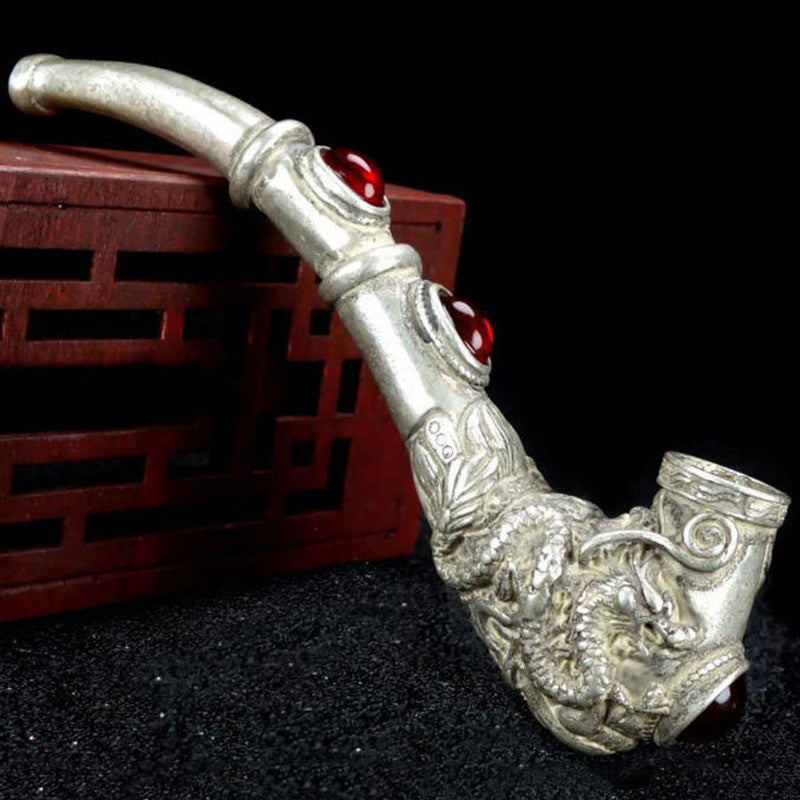 1pc New Copper Small Dragon Head Pipe Smoking Tool Statue Home Decoration