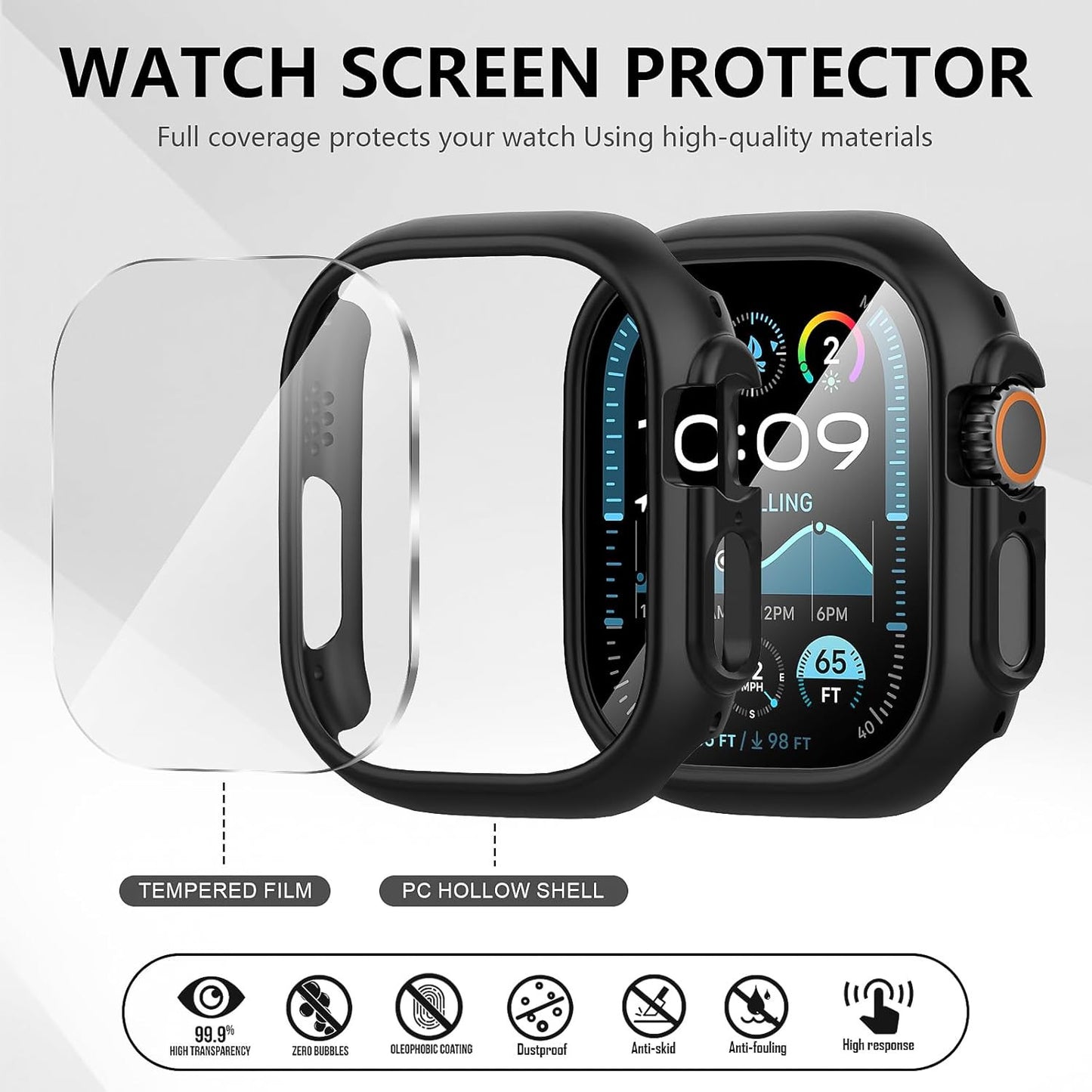 2+2-Pack for Apple Watch Ultra 3/2/1 49Mm Case +Tempered Glass Screen Protector