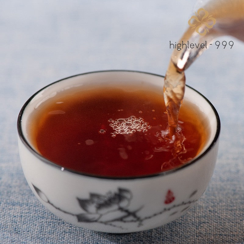 357g Ripe Pu'er Yunnan Menghai Dry Stored Aged Qi Zi Compressed Tea Cake