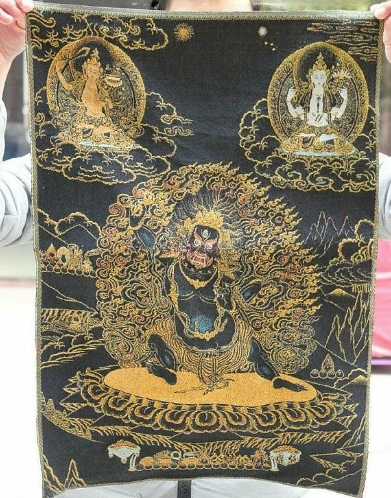 36" New Silk Vajrapani Chana Dorje Wrathful Tutelary Deity Thangka Painting
