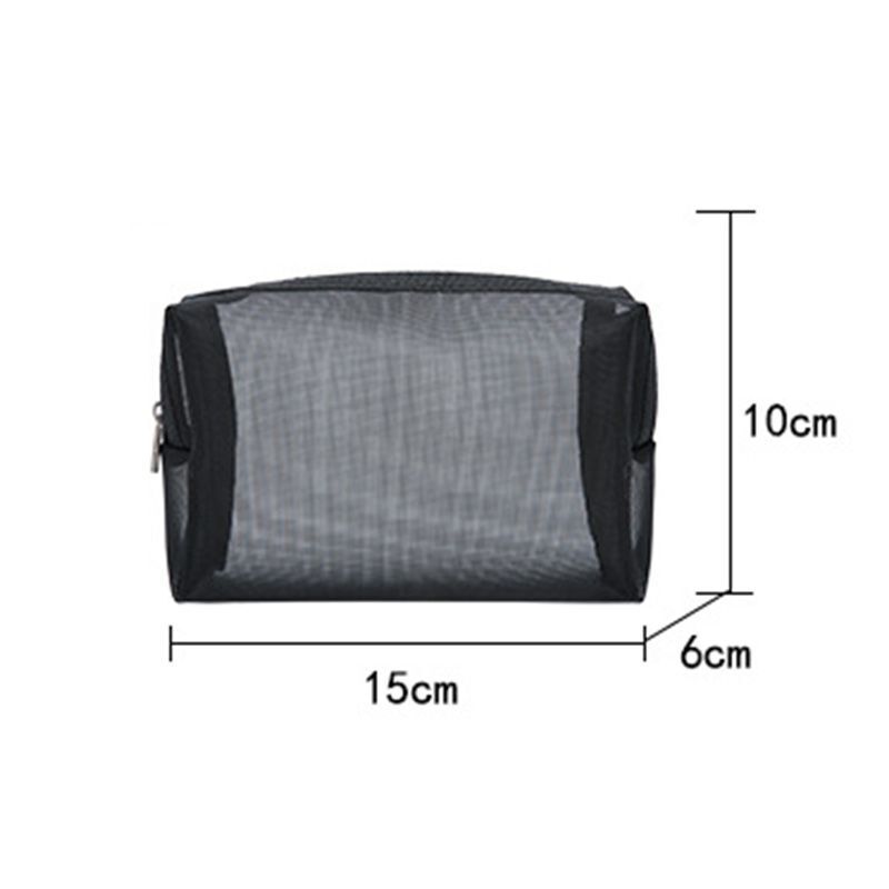 Mesh Cosmetic Bag Travel Zipper Makeup Bags Transparent Organizer Storage Pouch