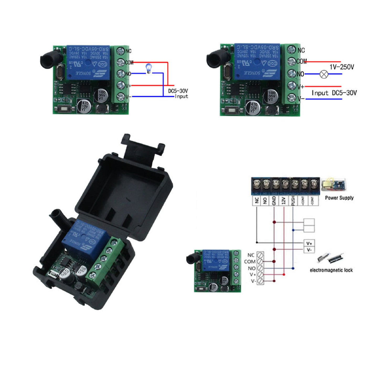 433Mhz DC5-30V 1CH Universal Wireless Remote Control Switch Relay Receiver Kit