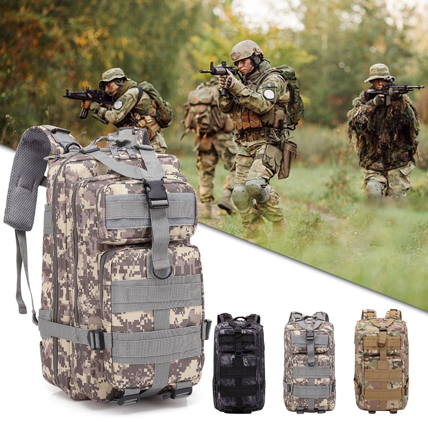 30L Military Tactical Backpack Large Army 3 Day Assault Pack Molle Bag Rucksack