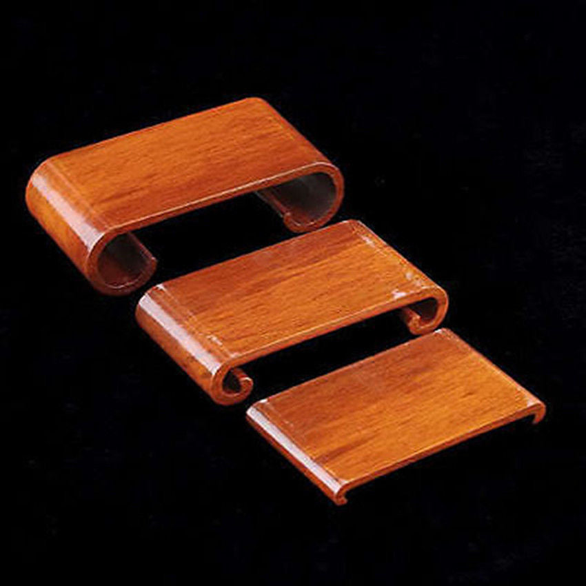 Display shelf stand China red wood carved 1 set 3PC rosewood small wooden base