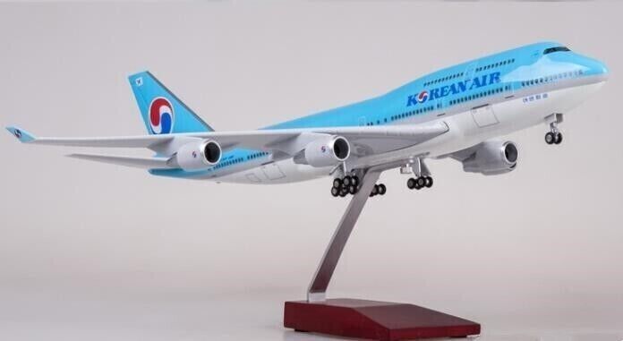 1:150 47CM KOREAN AIR B747-400 Plane Led Sound- controlled Light Resin Model