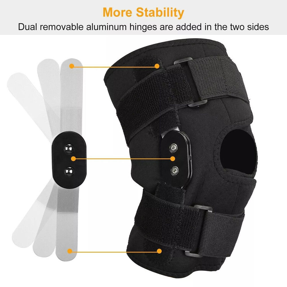 Hinged Knee Brace Compression Sleeve Joint Support Open Patella Stabilizer Wrap