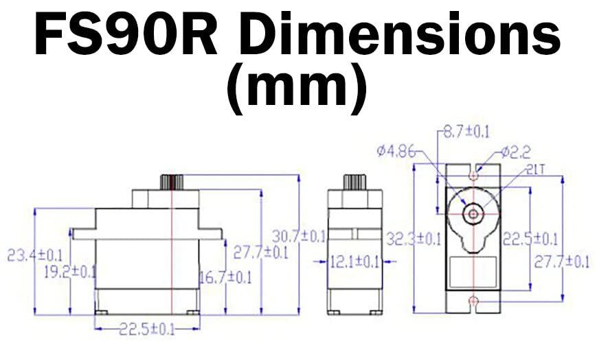 2 Pack FS90R Continuous Rotation Servo, Mini Size, 9g Weight, 32.6mm x 12.5mm...