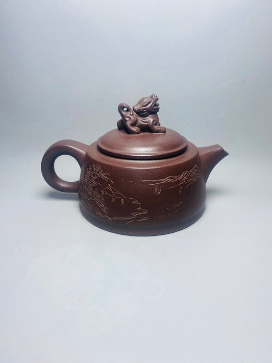 l-0Chinese Yixing Zisha Clay Handmade Exquisite Teapot (麒麟 底款:顾景舟)