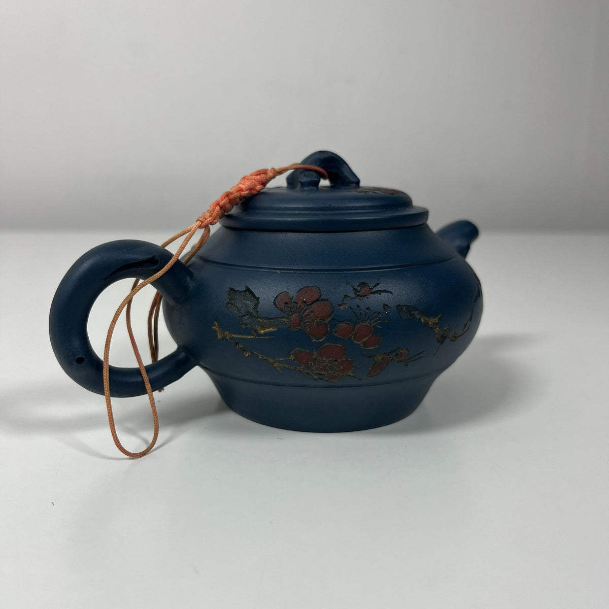 Chinese Yixing Dark Clay Zisha Style Hand Carved Scriptures Designs Teapot