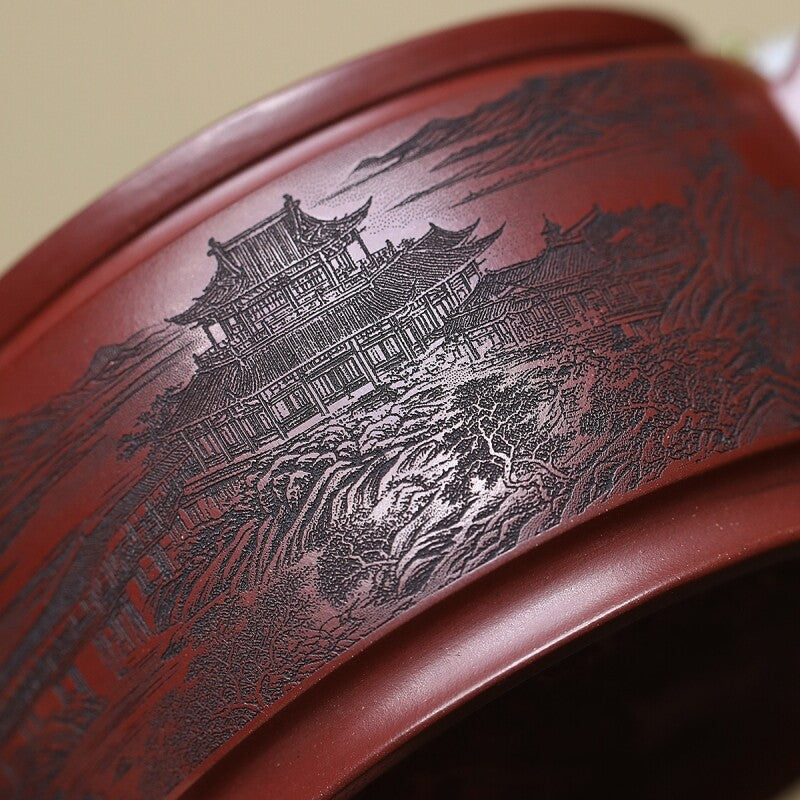 Handmade Tea Pot Carved Chinese Original Ore Real Yixing Zisha Purple Clay Pot