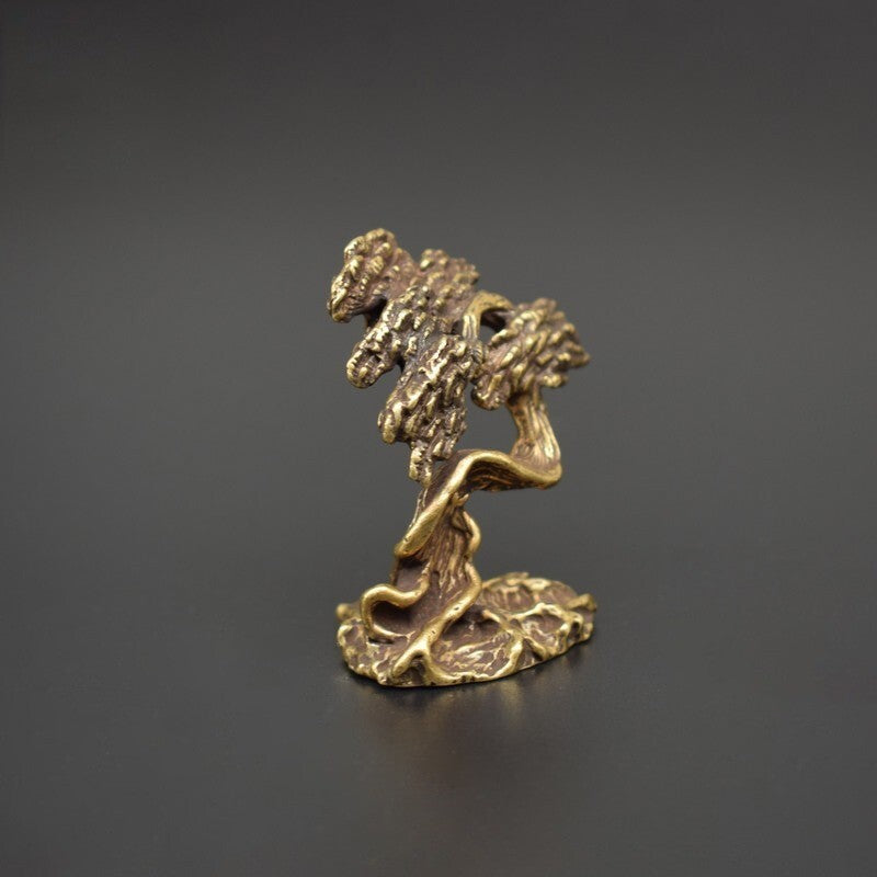 50g Brass Bronze Tree Statue Miniature Figurine Tea Pet Ornament Toy Collection