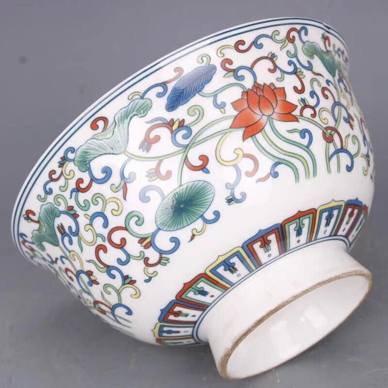 Chinese Porcelain Painted Lotus Pattern Porcelain Bowl