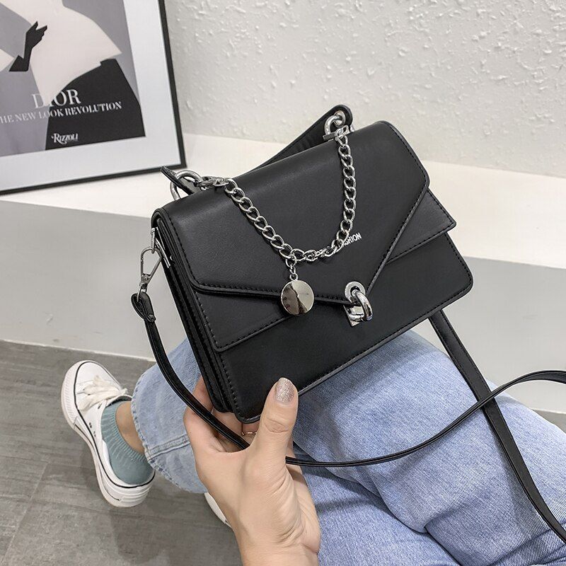 Small Square Bag Messenger Bag Handbag Casual Shoulder Bag Crossbody Purse Black