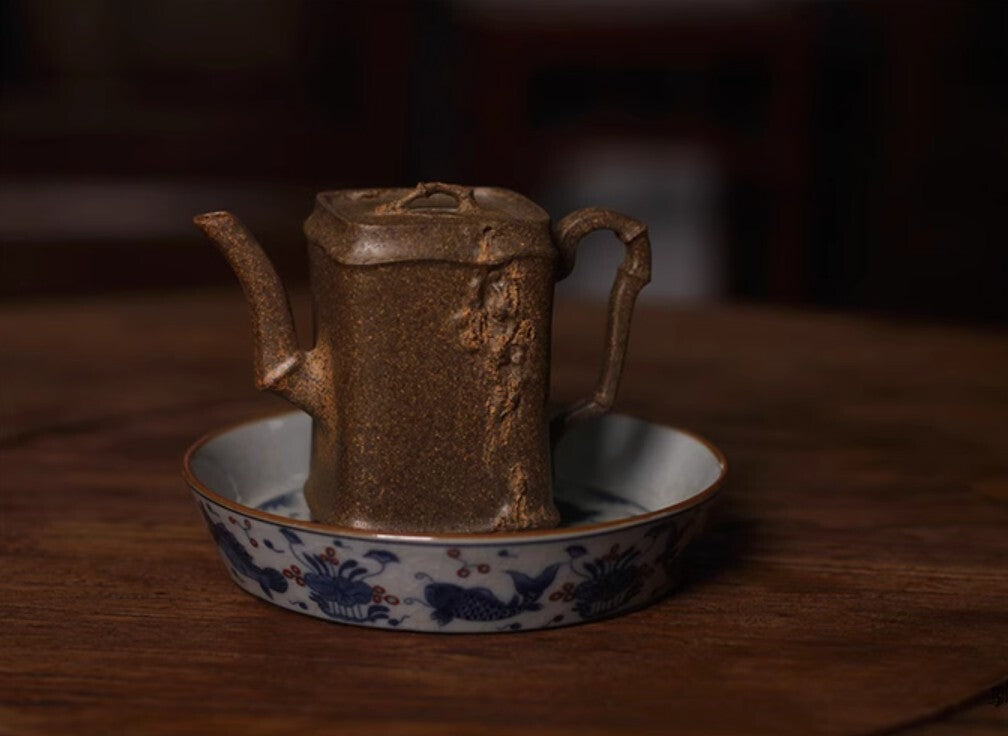 230cc chinese Yixing Handmade Zisha teapot Duan Clay Bamboo Gongfu Tea Pot
