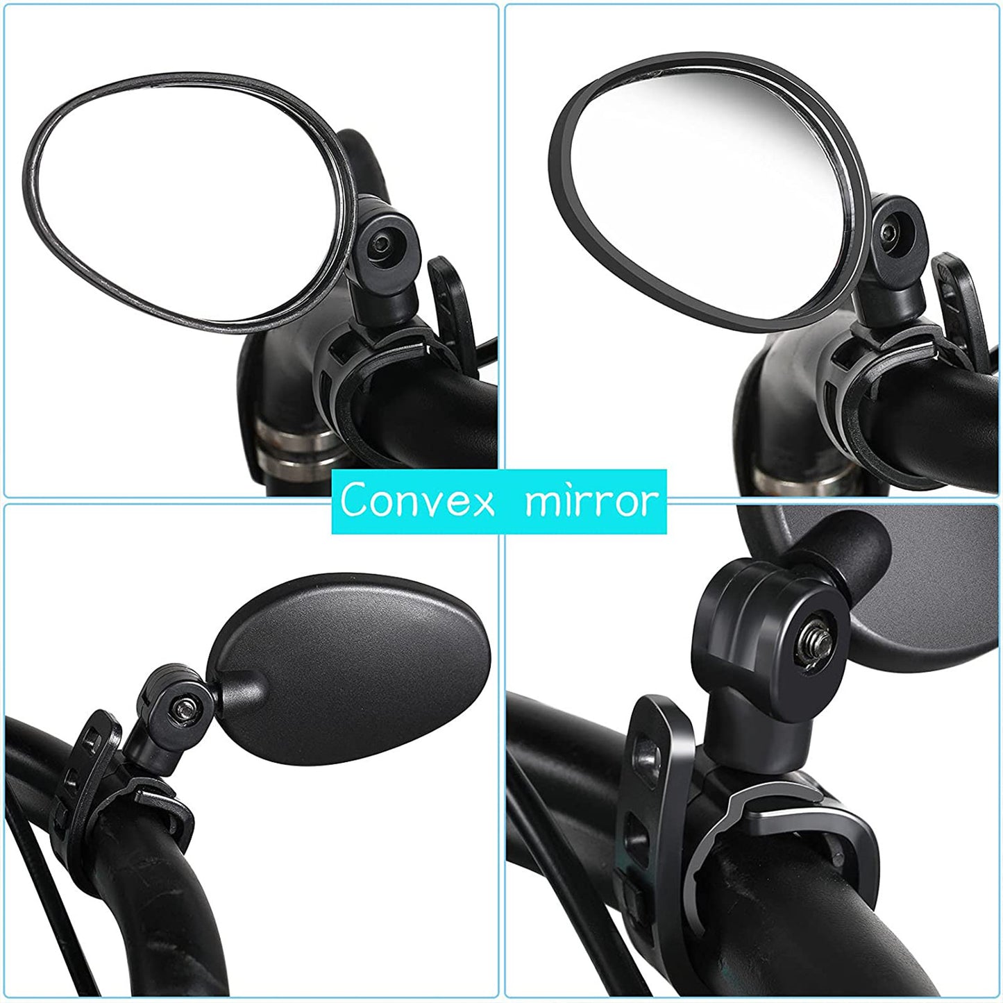 2Pcs Bike Mirror Rotaty Round MTB Road Handlebar Bicycle Rear View Glass Cycling