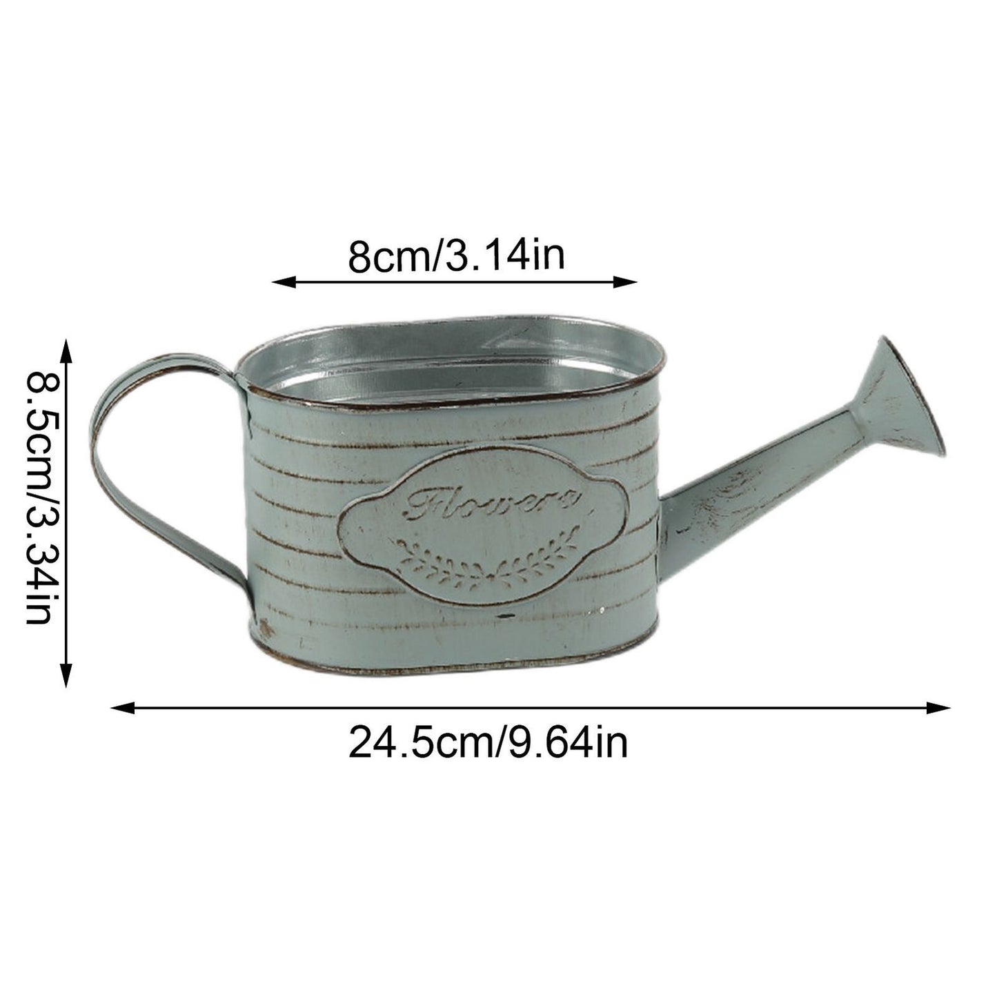 Flowers Vase Metal Vintage Jug Bucket Galvanize Handle Shabby Chic Farmhouse Can