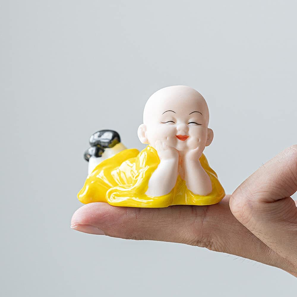 6.4cm Creative Ceramic Tea Pet Ornaments Zen Monk Tea Table Tea Decor