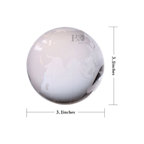 50mm Genuine Crystal World Globe Earth Sphere Etched Frosted Glass Ball