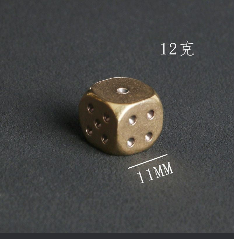 Solid Brass 11mm Dice Small Metal Gaming Cube Mini Copper Ornament 5pc