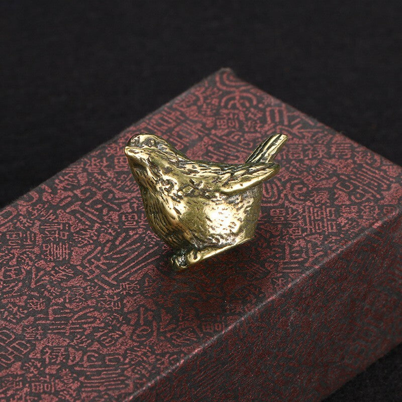 Sparrow Solid Brass Figurine Small Statue House Decoration Animal Figurines Toys
