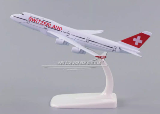 16cm Switzerland Boeing 747-400 Passenger Airplane Diecast Plane Aircraft Model