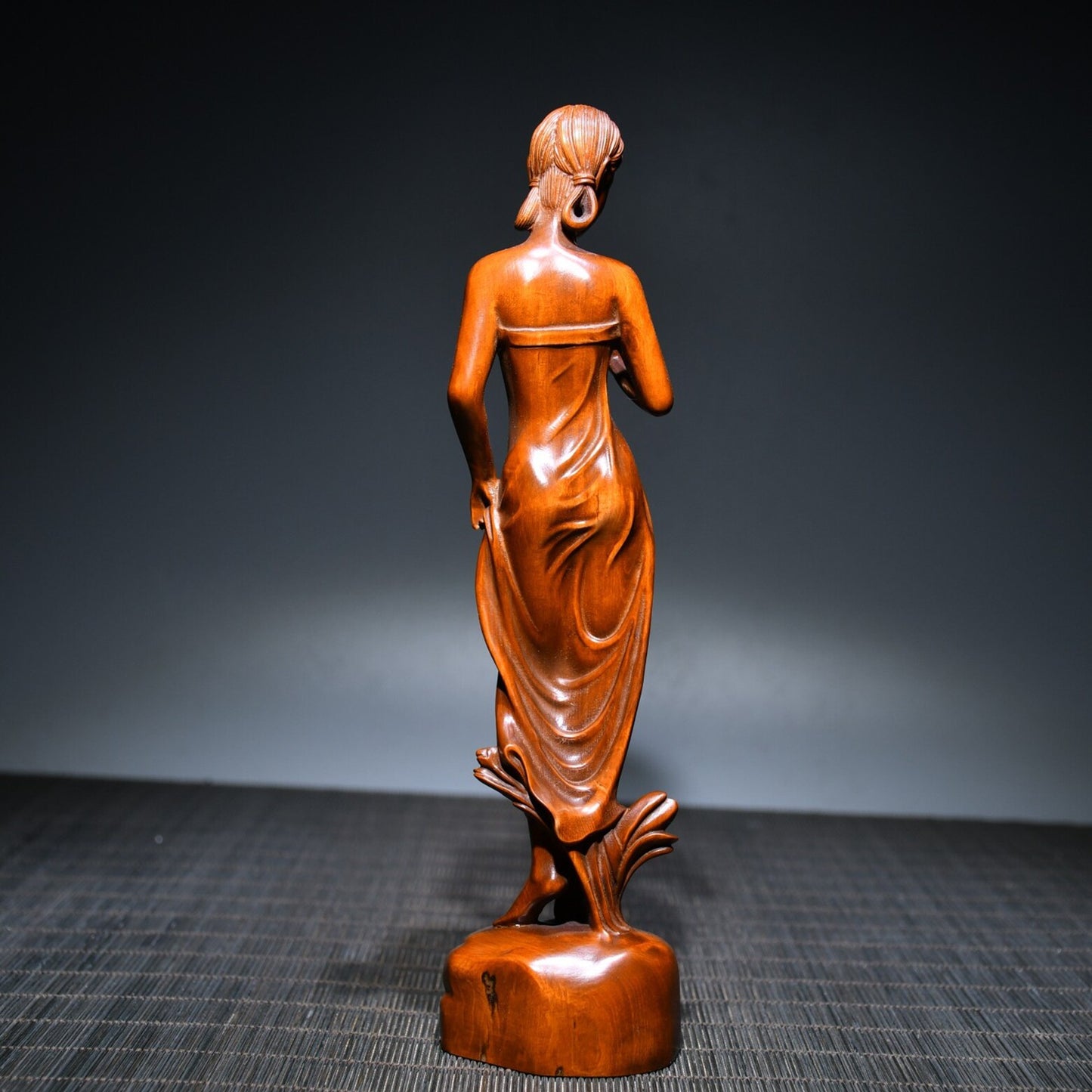 Chinese Antique Wood Carving Wooden Sculpture Artwork Statue Women Ladies Maiden